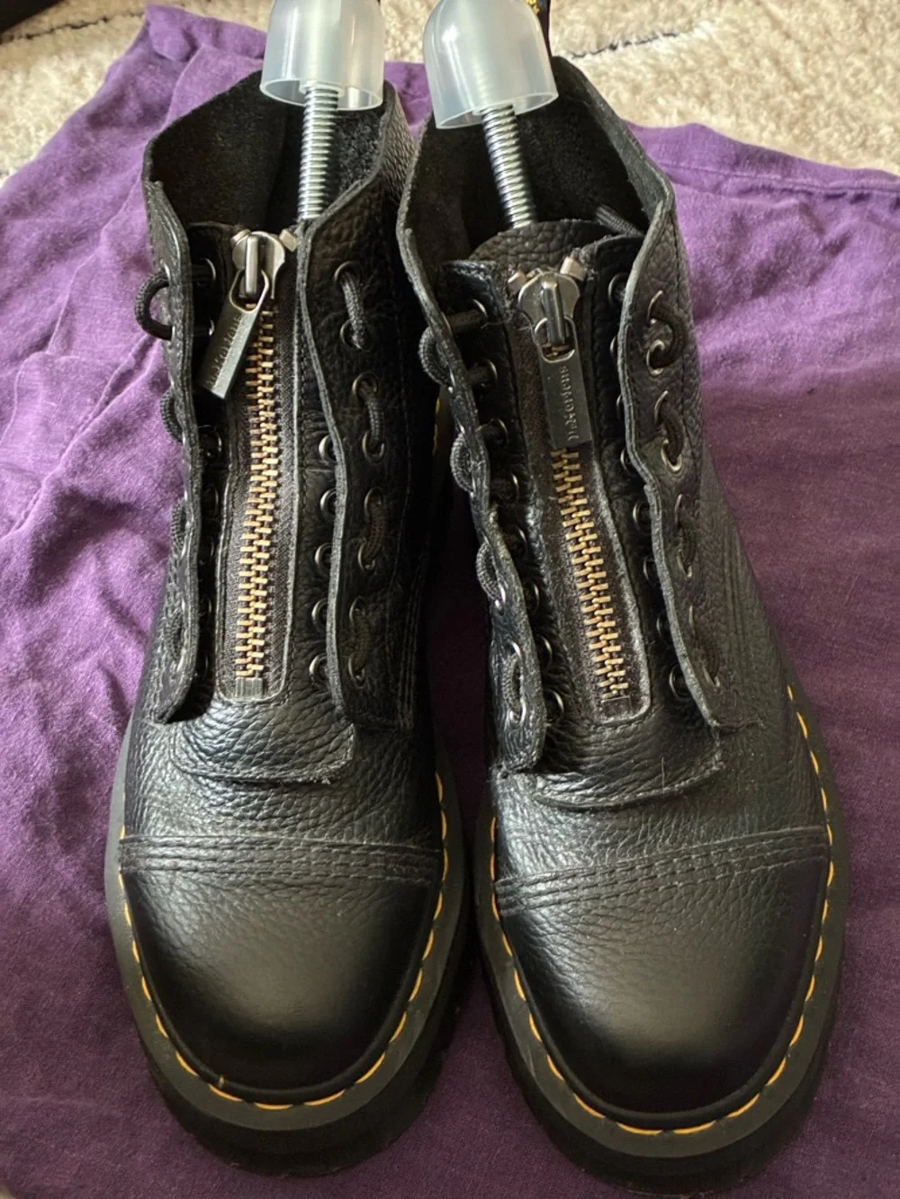 Dr. Martens Black Sinclair leather Zip-Front Combat Boots. - Picture 3 of 10